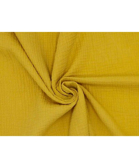 Coupon Double gaze coton jaune moutarde, 45x65cm