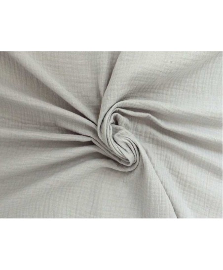 Coupon Double gaze coton gris clair, 45x65cm