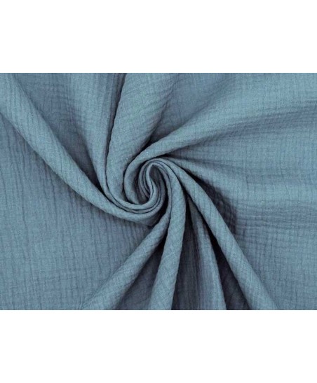 Coupon Double gaze coton bleu jean, 45x65cm