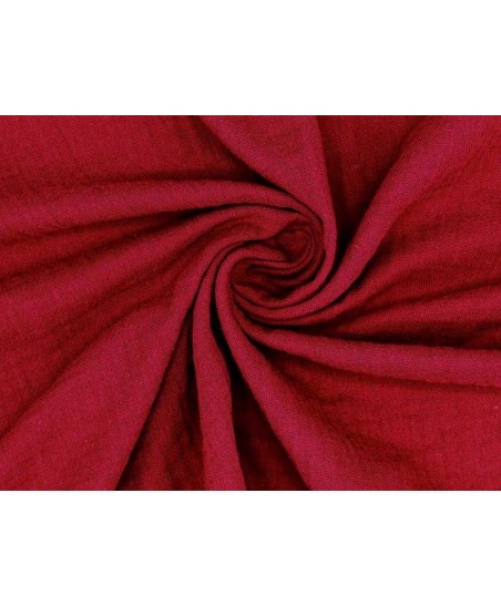 Coupon Double gaze coton rouge grenat, 45x65cm dans Double gaze par Marotte et Cie