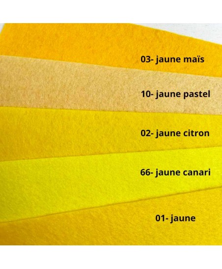 Feutrine pure laine jaune 20x30cm, épaisseur 1mm dans Catégories par Marotte et Cie